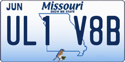 MO license plate UL1V8B