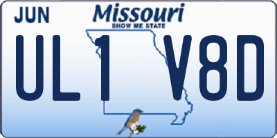 MO license plate UL1V8D