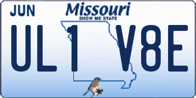 MO license plate UL1V8E