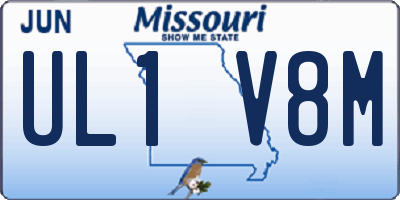 MO license plate UL1V8M