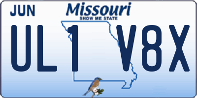 MO license plate UL1V8X