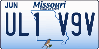 MO license plate UL1V9V