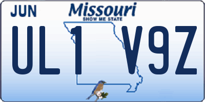 MO license plate UL1V9Z