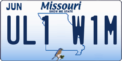 MO license plate UL1W1M