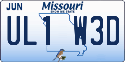 MO license plate UL1W3D