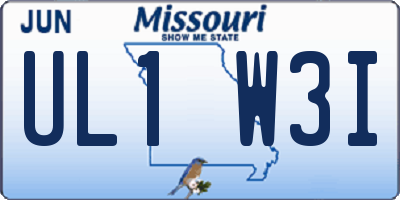 MO license plate UL1W3I