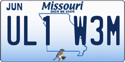 MO license plate UL1W3M