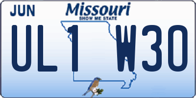 MO license plate UL1W3O