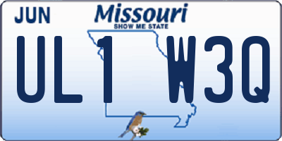 MO license plate UL1W3Q