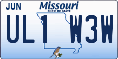 MO license plate UL1W3W