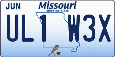 MO license plate UL1W3X