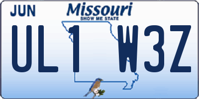 MO license plate UL1W3Z