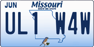 MO license plate UL1W4W