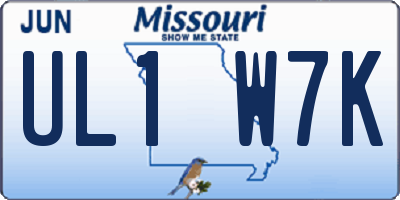 MO license plate UL1W7K