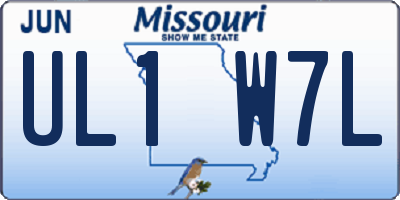 MO license plate UL1W7L