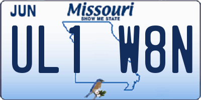 MO license plate UL1W8N