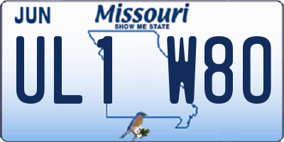 MO license plate UL1W8O