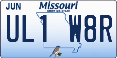 MO license plate UL1W8R