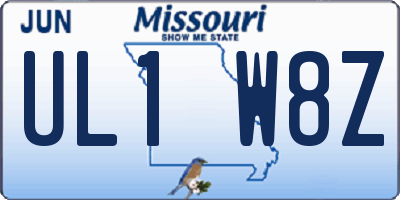 MO license plate UL1W8Z
