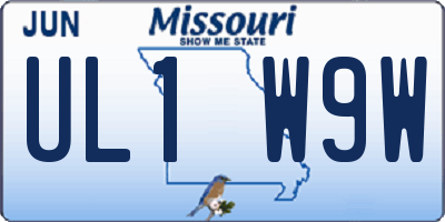 MO license plate UL1W9W