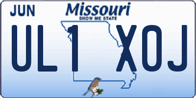 MO license plate UL1X0J
