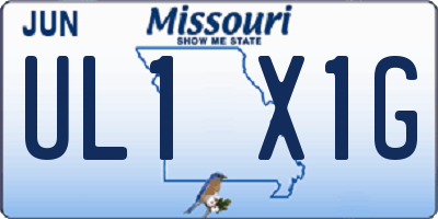 MO license plate UL1X1G