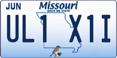 MO license plate UL1X1I