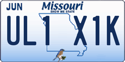 MO license plate UL1X1K
