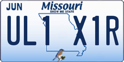 MO license plate UL1X1R