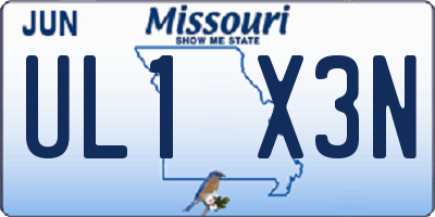 MO license plate UL1X3N