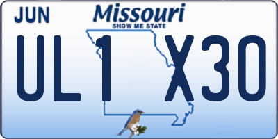 MO license plate UL1X3O