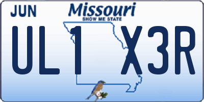 MO license plate UL1X3R