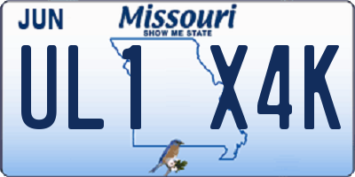 MO license plate UL1X4K