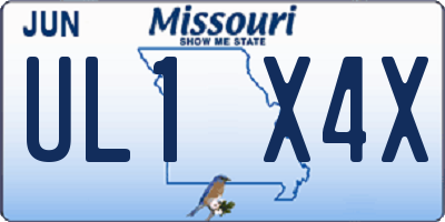 MO license plate UL1X4X
