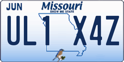 MO license plate UL1X4Z
