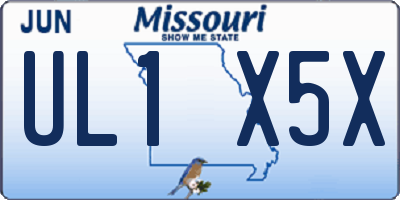 MO license plate UL1X5X