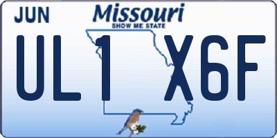 MO license plate UL1X6F