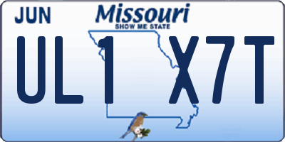 MO license plate UL1X7T