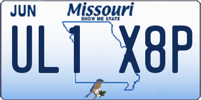 MO license plate UL1X8P