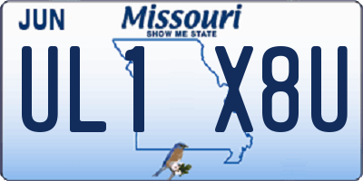 MO license plate UL1X8U