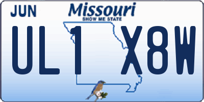 MO license plate UL1X8W