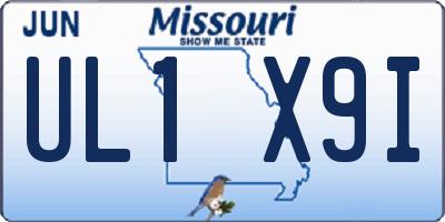 MO license plate UL1X9I
