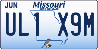 MO license plate UL1X9M