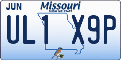 MO license plate UL1X9P