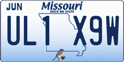 MO license plate UL1X9W