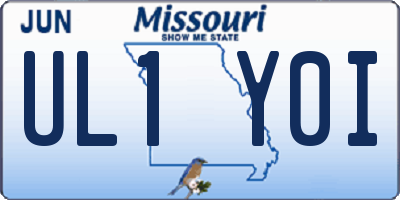 MO license plate UL1Y0I