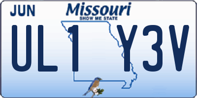 MO license plate UL1Y3V