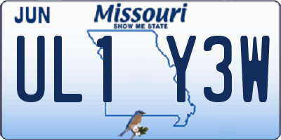 MO license plate UL1Y3W