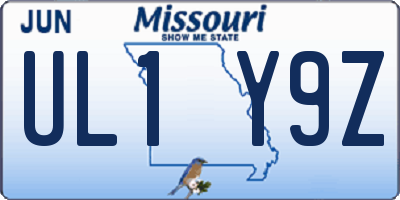 MO license plate UL1Y9Z