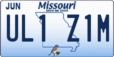 MO license plate UL1Z1M